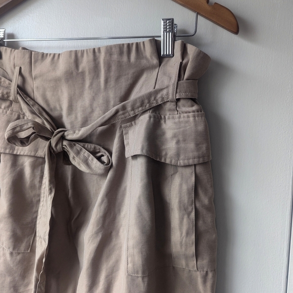H&M Khaki Cargo Skirt with Removable Tie Belt Paper Bag Style - Picture 3 of 4